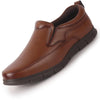 Men Tan Premium Finish Round Toe Formal Slip-On Shoes | Comfort Office Loafers with Memory Cushioned Insole | Broad Feet Ultra Lightweight Anti-Skid Sole
