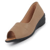 Women Beige Elegant Peep Toe Platform Wedge Heel Ballet | Formal Dress Ballerina Shoes | Office Open Toe Sandal | Anti Skid Sole