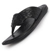 Men Black Casual Outfit Ortho T-Strap Thong Slippers|Memory Cushioned Footbed|Ultra Lightweight and Comfort Slip On Slipper