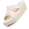 Women Multi Open Toe Printed Height Enhancer Slip On Wedges|Slipper Sandals for Work|Office Wear