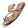 Women Rose Glossy Toe Ring Elastic Cross Strap Ethnic Slipper With Cushioned Footbed|Flat Slipper For Party|Festive|Wedding