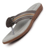 Women Grey Shiny Beads T-Strap Slipper With Cushioned Footbed|Party|Office Wear|Weekend