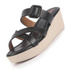 Women Platform Wedge Heel Open Toe Sandals Height Enhancer Criss Cross Strap Slip-On Sandal