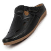 Men Black Back Open Perforated Breathable Contrast Sole Casual Sandal|Adujstable Strap Stitched Slip On Sandal