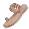 Women Pink Toe Ring Crystal Strap Slip-On Ethnic Party Dress Sandals|Low Heel Wedge Slip On Ortho Slippers|Perfect for Wedding, Indian Festivals, Traditionals