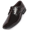 Men Brown Patent Leather Party Formal Embossed Design Office Lace Up Derby Shoes