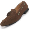 Men Olive Green Suede Leather Casual Tassel Loafer Shoes