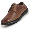 Men Tan Genuine Leather Textured Formal Lace Up Flat Heel Shoes For Office|Work|Broad Feet Formal Shoes