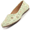 Women Pista Green Ethnic Silk Embroidery Zardozi Slip On Juttis and Mojaris for Wedding|Juttis for Lehanga|Festive Slip-On