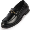 Men Black Wedding Party Genuine Leather Buckle Slip On Loafer Shoes