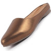 Women Back Open Ethnic Slip On Mules Party Wear Glittery Shiny SlippersLightweight Loafer Flats Memory Cushioned Insole