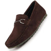 Men Brown Horsebit Buckle Suede Leather Slip On Driving Loafers