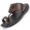 FAUSTO Men Tan Toe Ring Kohlapuri Slipper With Cushioned Footbed|Multi Strap Slipper For Evening