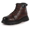 Men Cherry Genuine Leather Lace Up Ankle Boots|High Ankle Shoes|Featherlite Memory Cushion Boots|Casual and Work Wear