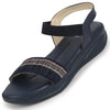 Women Blue Open Toe Multi Color Strap Platform Woven Design Slip On Sandals