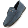 Men Grey Horsebit Buckle Suede Leather Slip On Driving Loafers