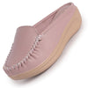 Women Peach Back Open Side Stitched Slip On Shoe | Half Cut Round Toe Shoes with Memory Cushioned Footbed | Outing Comfort, Evening, Casual Office Wear