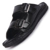 Men Black Open Toe Broad Feet Double Adjustable Strap Ethnic Kurta Slip On Sandals|Anti-Skid Sole Slippers|Memory Cushion Insole
