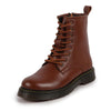 Women Tan Classic High Ankle 8-Eye Lace Up Casual Long Boots For Travelling|Trekking