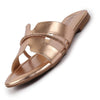 Women Rose Shiny Open Toe Embellished Design Slipper With Cushioned Footbed|Flat Slipper For Party|Festive|Wedding