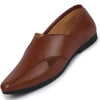 Men Ethnic Tan Criss Cross Slip On Juttis and Mojaris