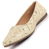Women Cream Ethnic Silk Embroidery Zardozi Slip On Juttis and Mojaris for Wedding|Juttis for Lehanga|Festive Slip-On