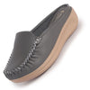 Women Grey Back Open Side Stitched Slip On Shoe | Half Cut Round Toe Shoes with Memory Cushioned Footbed | Outing Comfort, Evening, Casual Office Wear