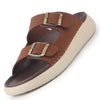 Men Tan Open Toe Buckle Strap Stitched Waterproof Sandals|Soft Cushioned Insole|Summer Slip-On Slipper|Perfect For Monsoon Rainy Season