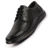 Men Black Genuine Leather Textured Formal Lace Up Flat Heel Shoes For Office|Work|Broad Feet Formal Shoes