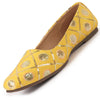 Women Yellow Ethnic Silk Embroidery Zardozi Slip On Juttis and Mojaris for Wedding|Juttis for Lehanga|Festive Slip-On