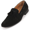 Men Black Suede Leather Casual Tassel Loafer Shoes