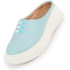 Women Sky Blue Outdoor Fashion Comfort Lace Design Open Back Platform Heel Slip On Casual Shoes