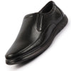 Men Black Genuine Leather Textured Formal Slip On Flat Heel Shoes For Office|Work|Broad Feet Formal Shoes