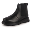 Men Black Genuine Leather Slip On Boots|Chelsea Work Boots|Lightweight Memory Cushion Shoes|Formal Boots