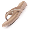 Women Khaki Elegant Embellished Shimmery Wedding T-Strap Flat Slip On Slippers|Soft Cushioned Footbed|Party, Reception, Festive