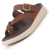 Men Tan Toe Ring Criss Cross Buckle Strap Side Stitched Waterproof Summer Slip On Sandals|Comfort Sole|Lightweight Slippers for Rainy Monsoon Season