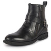 Men Black Genuine Leather Side Zipper Adjustable Strap Classic Slip On Chelsea Boots|TPR Welted Sole|Slip Resistant Boots For Winter