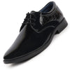 Men Black Patent Leather Party Formal Embossed Design Office Lace Up Derby Shoes
