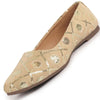 Women Golden Ethnic Silk Embroidery Zardozi Slip On Juttis and Mojaris for Wedding|Juttis for Lehanga|Festive Slip-On