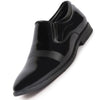 Men Black Patent Leather Party Formal Textured Strip Slip On Shoes
