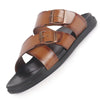 Men Tan Open Toe Multi Adjustable Strap Ethnic Slip On Sandals|Anti-Skid Sole Slippers|Memory Cushion Insole
