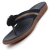 Women Blue Shiny Beads T-Strap Slipper With Cushioned Footbed|Party|Office Wear|Weekend