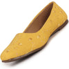 FAUSTO Women Yellow Embroidery Ethnic Slip On Juttis and Mojaris for Wedding|Indian Traditional Punjabi Jutti|Anarkali Kurta Slip On Shoe