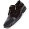 Men Brown Patent Leather Party Formal Textured Strip Lace Up Shoes