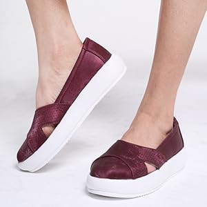 Women White Height Enhancer Lightweight Classic Breathable Slip On Sneaker Shoe|Memory Cushion Insole|Comfortable Anti Skid Sole