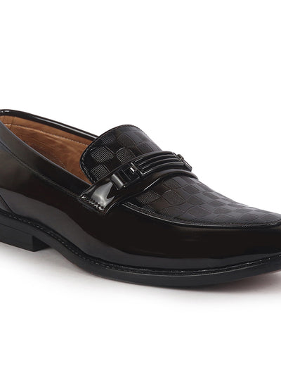 Men Brown Casual Patent Leather Slip-On Loafers