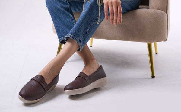 Women Peach Textured Slip On Casual Shoes Flatform Heel Height Enhancer|All Day Comfort|Daily Wear Shoes