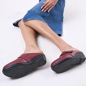 Women Cream Back Open Formal Slip On Flatform Heel Wedges with Hook and Loop|Adjustable Strap Shoes|Office Meetings
