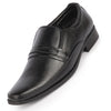 Men Black Genuine Leather Formal Office Work Round Toe Slip On Shoes with Comfort EVA Pad Insole