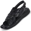Men Black Buckle Criss Cross Strap Leather Sandals